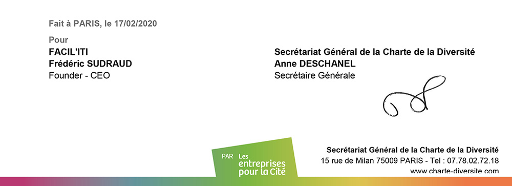 Frédéric Sudraud signe la Charte de la Diversité le 17 février 2020
